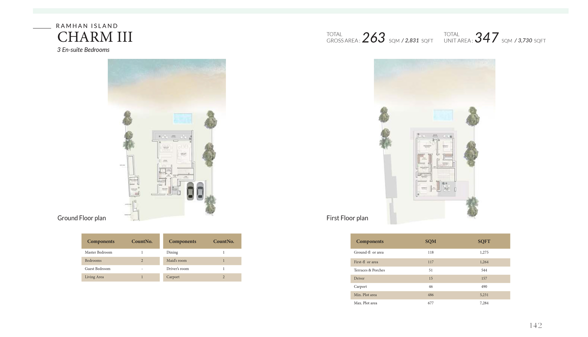 Ramhan Island villa floor plan CHARM III - M 4 bedroom layout